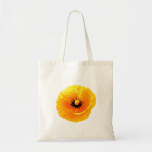 Bolsa Tote Neon Yellow Orange Poppy Abstrato Floral Casamento