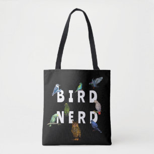 Bolsa Tote Nerd, papagaios, coruja, pombos, kookaburra