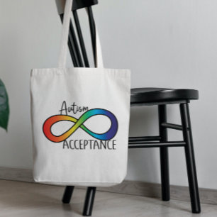 Bolsa Tote Neurodiversity Autismo Aceitação Arco-Íris Bot