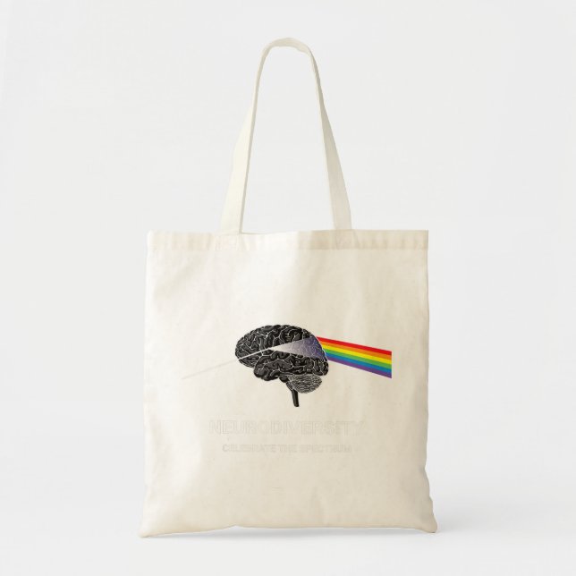 Bolsa Tote Neurodiversity Autismo Spectrum ASD ADHD Rainbow B (Frente)