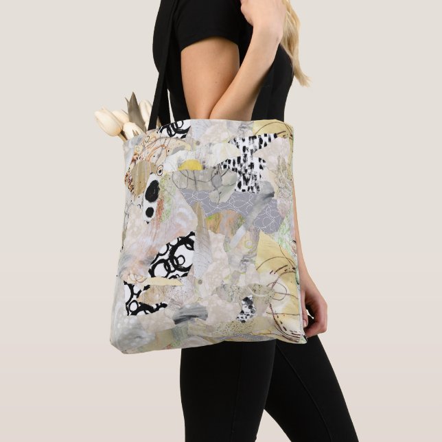 Bolsa Tote Neutral Elegant Abstract Collage Design (Close Up)