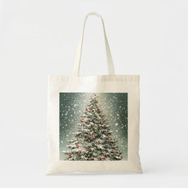 Bolsa Tote Neve Branca em Torres de Natal Verde Ornamentos Co