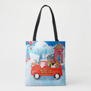 Bolsa Tote Neve de Caminhão de Entrega de Natal de Cachorro