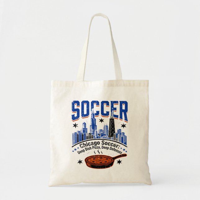 Bolsa Tote Neve de Inverno em Chicago e Pizza Deep Dish (Frente)