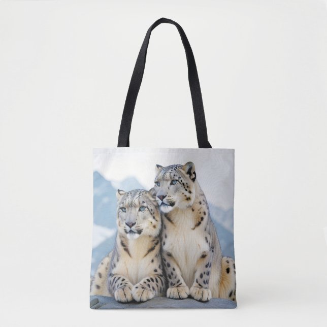 Bolsa Tote Neve Leopardo Animal Natureza Natureza Natureza Se (Frente)