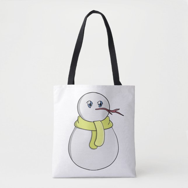 Bolsa Tote Neve vestindo um cachecol amarelo (Frente)
