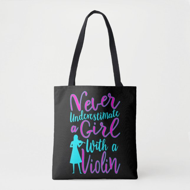 Bolsa Tote Never Underestimate a Girl With a Violin Cool Quot (Frente)