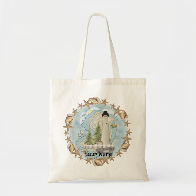Bolsa Tote New Jersey Shells Lighthouse (Frente)