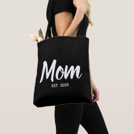 Bolsa Tote New Mom Established Date White Script