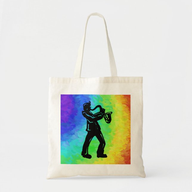 Bolsa Tote New York Boogie Nights Saxofone Rainbow (Frente)