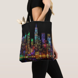 Bolsa Tote New York Cityscape, LED Light Style