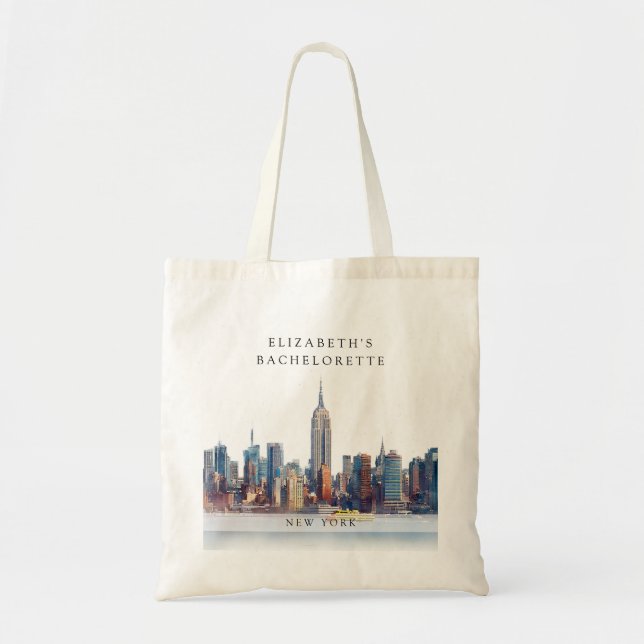 Bolsa Tote New York Watercolor Bachelorette Weekend (Frente)
