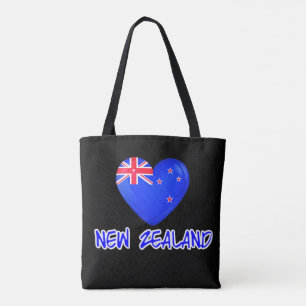 Bolsa Tote New Zelândia Flag Heart Modern