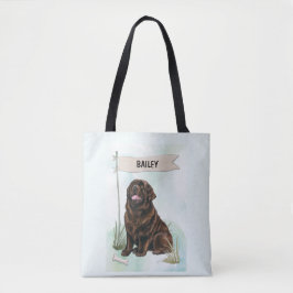 Bolsa Tote Newfoundland Watercolor Personalized Dog