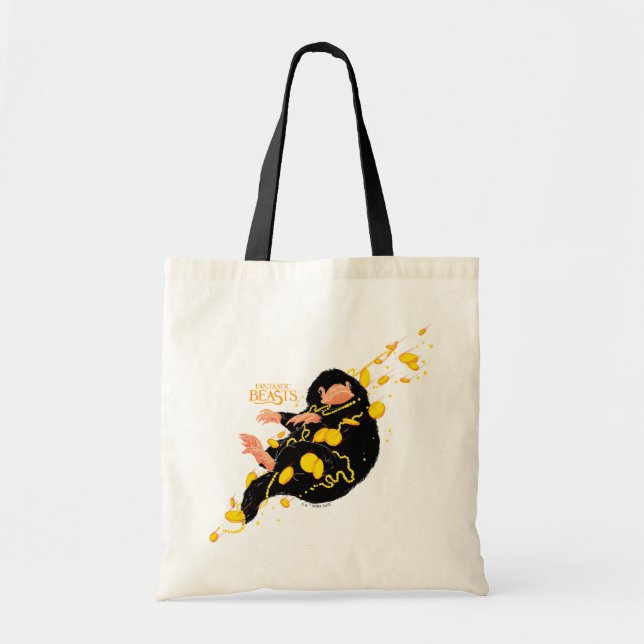 Bolsa Tote Niffler Flutuando Com Dourado (Frente)
