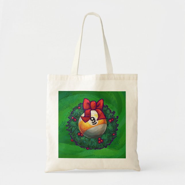 Bolsa Tote Nine Ball in Wreath on Green (Frente)