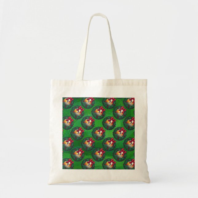 Bolsa Tote Nine Ball in Wreath Pattern on Green (Frente)