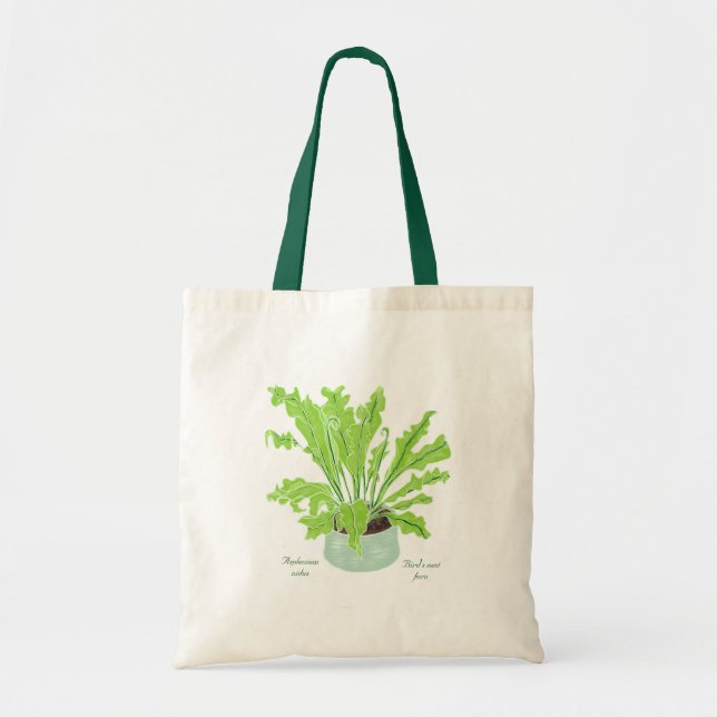 Bolsa Tote Ninho de Asplenium Bird - desenhando em branco. (Frente)