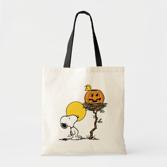 Bolsa Tote Ninho de Snoopy & Woodstock com Jack O' Lanterna (Frente)
