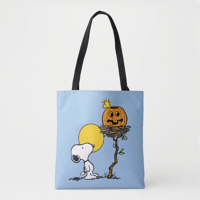 Bolsa Tote Ninho de Snoopy & Woodstock com Jack O' Lanterna (Frente)