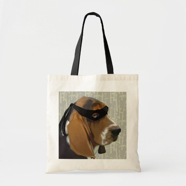 Bolsa Tote Ninja Basset Hound Dog (Frente)