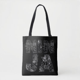 Bolsa Tote Ninja Belo Texto Branco A Preto