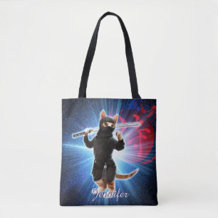 Bolsa Tote Ninja Cat no espaço.