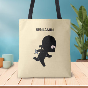 Bolsa Tote Ninja Pequeno Executando Nome Personalizado em Ama