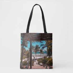 Bolsa Tote Nipa hut sob palmeiras de coco