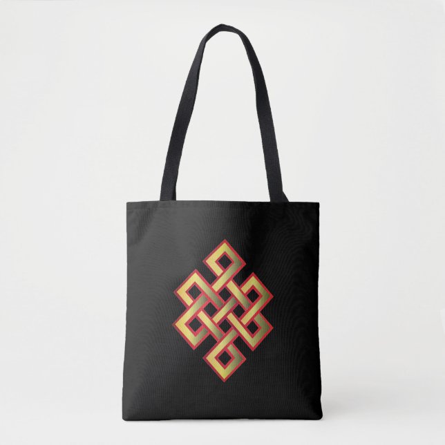 Bolsa Tote Nó Eterno Dourado no Preto (Frente)