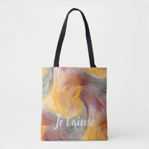 Bolsa Tote No Love French Autumn Watercolor Paint Swirls