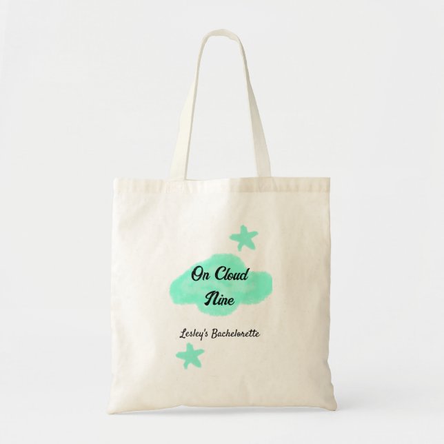 Bolsa Tote No nono verde pastel de nuvens estrela despedida d (Frente)