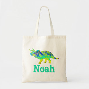Bolsa Tote Noah Colorful Triceratops Jurassic Dinossaur Art