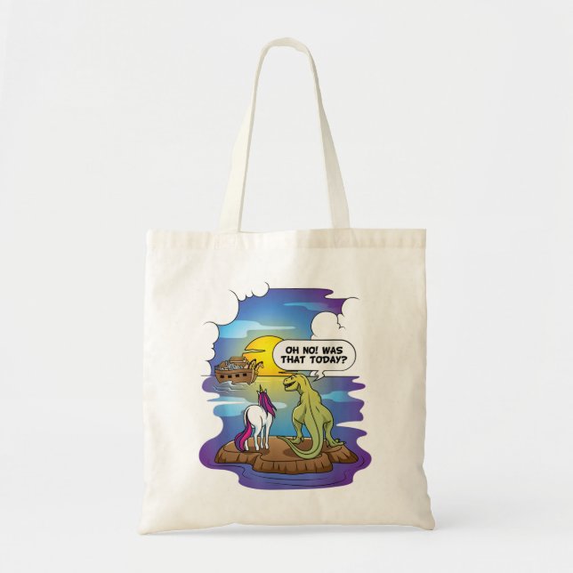 Bolsa Tote Noahs Ark Christian Pun Bibble O Último Unicorn Di (Frente)