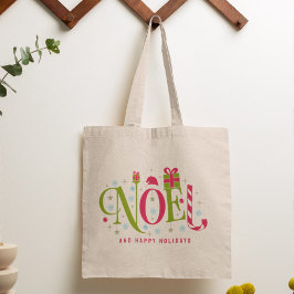 Bolsa Tote Noel - assinatura de tipografia colorida e diverti