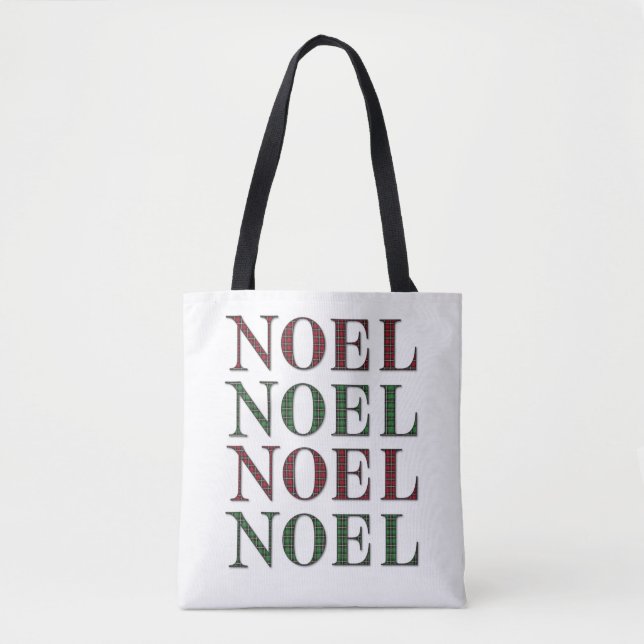 Bolsa Tote Noel Red & Green Checkered Xadrez Padrão Natal (Frente)