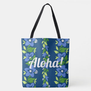 Bolsa Tote Noelani Lei Havaiana Floral Stripe Blue