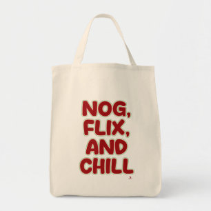 Bolsa Tote Nog Flix e Chillin Divertido Natal Passa o Tempo