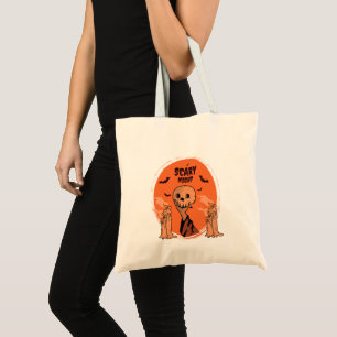 Bolsa Tote Noite Assustadora Crânio de Halloween e Desenho de