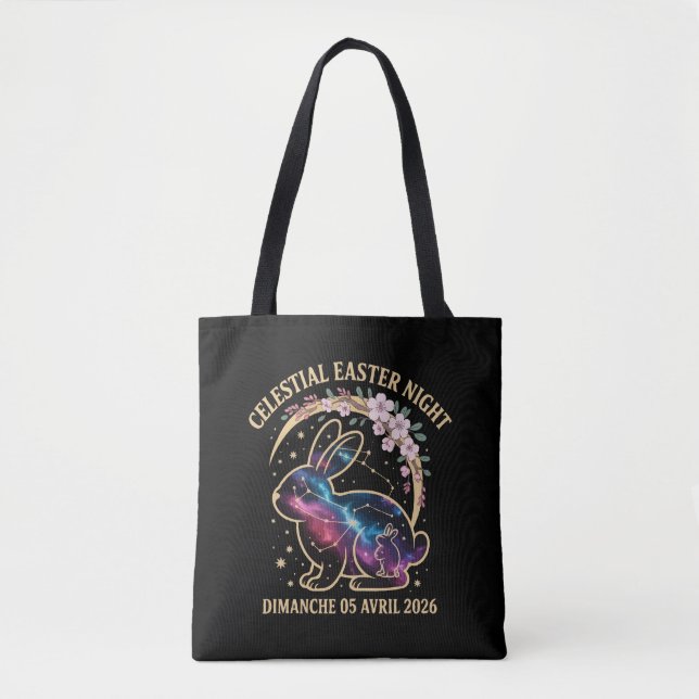 Bolsa Tote Noite Celestial de Páscoa 2026 Coelho da Constelaç (Frente)
