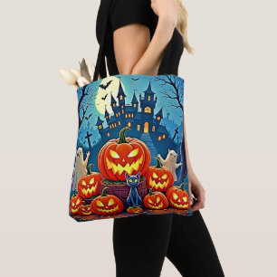 Bolsa Tote Noite de Halloween: Arte Assustadora Divertida