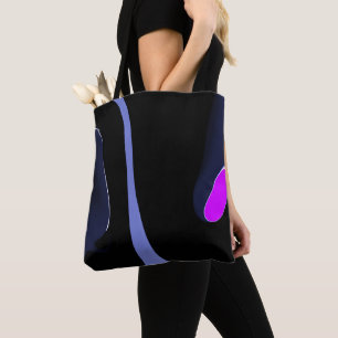 Bolsa Tote Noite do Cometa: Abstrato azul, roxo e preto