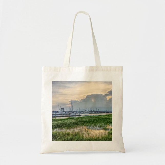 Bolsa Tote Noite Em Charleston Harbor (Frente)