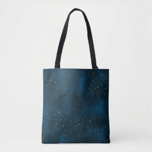 Bolsa Tote Noite Estrelada Azul e Dourada