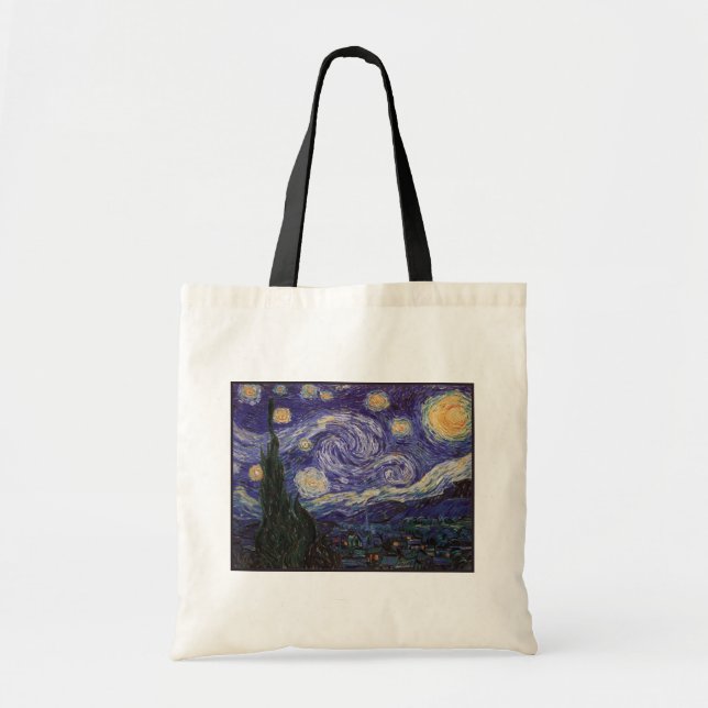 Bolsa Tote Noite Estrelada, Van Gogh Cidade Francesa Saint Re (Frente)