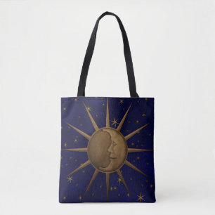 Bolsa Tote Noite estrelado da lua celestial de Sun