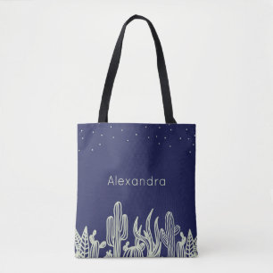 Bolsa Tote Noite no cacto do deserto - nome personalizado