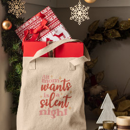 Bolsa Tote Noite Silenciosa e Engraçada Festa de Natal Mãe