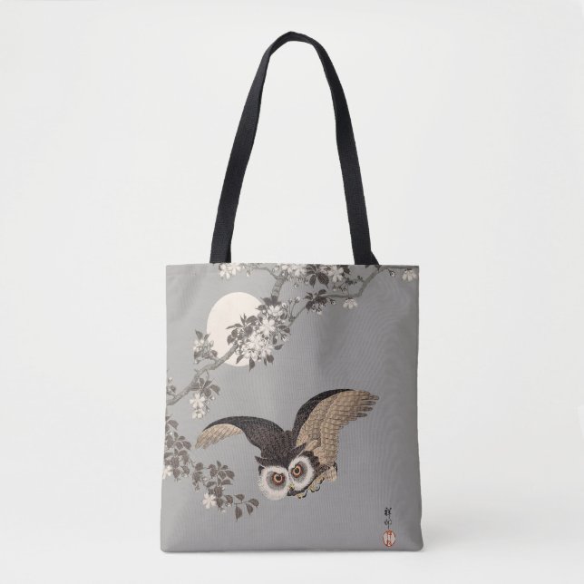 Bolsa Tote Noite Voadora de Coruja Noite de Lua (Frente)