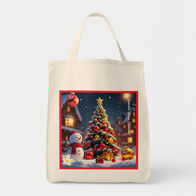 Bolsa Tote "Noites de Natal Grelha" (Frente)